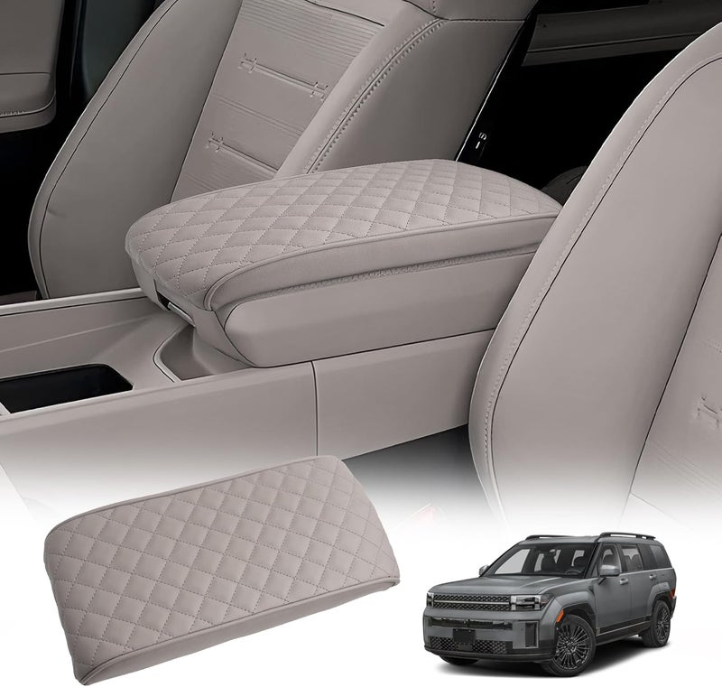LUWU Center Console Cover Compatible with 2024 2025 2026 Hyundai Santa Fe Accessories Santa Fe Armrest Cover 2025 2026 Santa Fe SE/SEL/XRT/Limited/Calligraphy Armrest Console Cover Soft Leather(Thick Gray) - Image 1